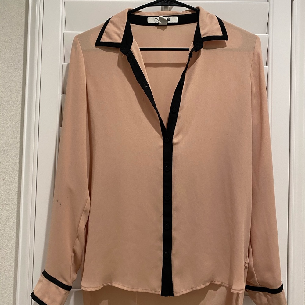 Peach button down top